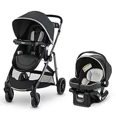 image of Graco Modes Element Travel System, Includes Baby Stroller with Reversible Seat, Extra Storage, Child Tray and SnugRide 35 Lite LX Infant Car Seat, Redmond with sku:b095l4667t-amazon