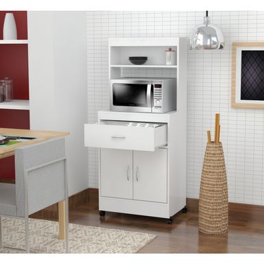 Inval Microwave Cart with Storage - Laricina-white