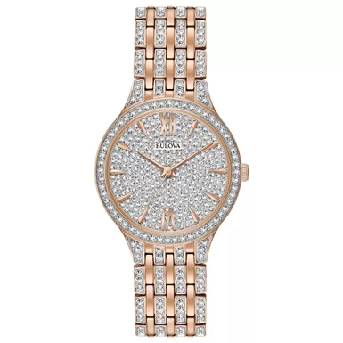 Bulova - Ladies Phantom Crystal Collection Two-Tone Watch Crysal Pave Dial