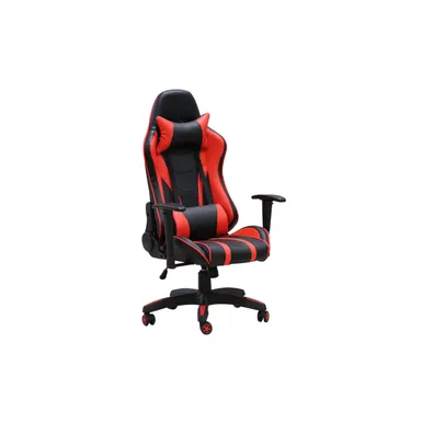 image of Felix Faux Leather Ergonomic Height Adjustable Reclining Swivel Office Gaming Chair in Black/Red with sku:51858-primo