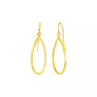 14k Yellow Gold Earrings with Polished Open Teardrop Dangles