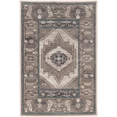 Vernell Gray And Blue 5X7.6 Area Rug