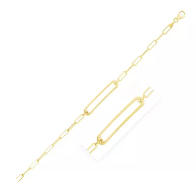 14k Yellow Gold High Polish Open Curved Paperclip Bracelet