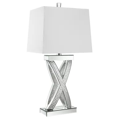 Dominick Table Lamp with Rectangle Shade White and Mirror