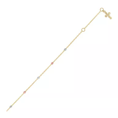image of 14k Tri Color Gold Anklet with Cross (10 Inch) with sku:d62444297-10-rcj