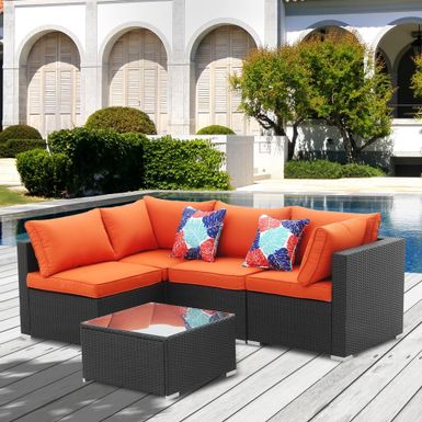 image of 5pcs Sectional Sofa Set Outdoor PE Rattan Sofa - sofa - Orange with sku:zs3-dncwg1__mcwlp_rqlwstd8mu7mbs--ovr