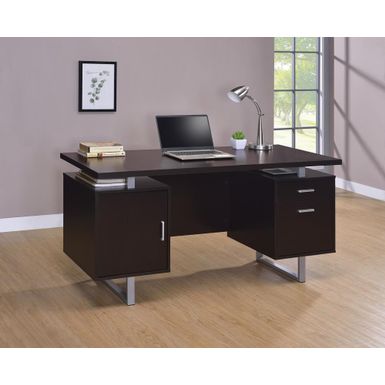 Glavan Rectangular Storage Office Desk Cappuccino