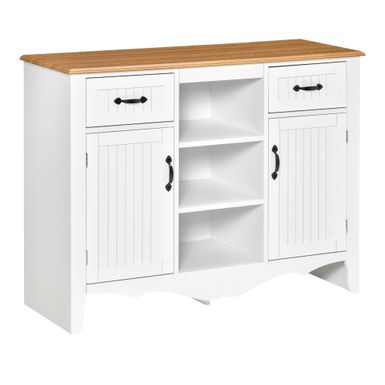 HOMCOM 42" Accent Sideboard Storage Cabinet, Serving Buffet with Drawers and Adjustable Shelves for Dining Room, Living Room - White