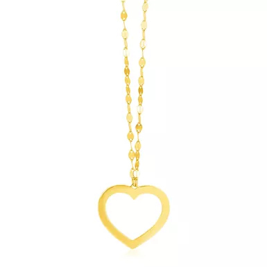 14k Yellow Gold Necklace with Reversible Heart Pendant