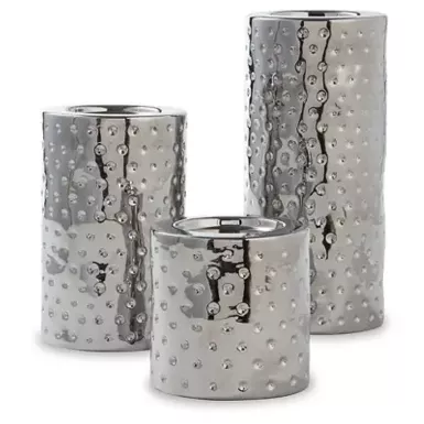 Silver Finish Marisa Candle Holder Set (3/CN)