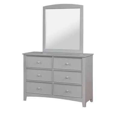 image of Deer Transitional Grey 6-Drawer 2-Piece Dresser and Mirror Set by Furniture of America - Grey with sku:t3tweevblh8545nx2tvrcqstd8mu7mbs-overstock