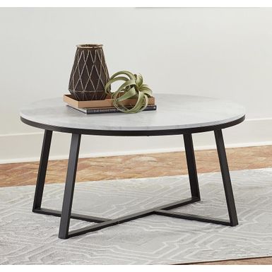 image of Round Coffee Table White and Matte Black with sku:723238-coaster