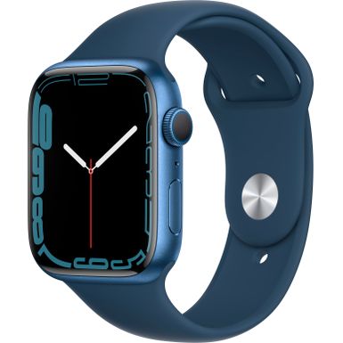 image of Apple Watch Series 7 (GPS) 45mm Blue Aluminum Case with Abyss Blue Sport Band Blue with sku:mkn83ll/a-streamline