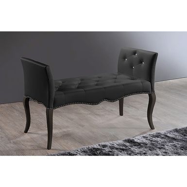 image of Breslin Contemporary Black PU Leather Upholstered And Tufted Bench With Nail Trim And Wood Legs In Wenge Finish - Wood - Faux Leather with sku:aatonc72gwfi-m24klomjgstd8mu7mbs-overstock