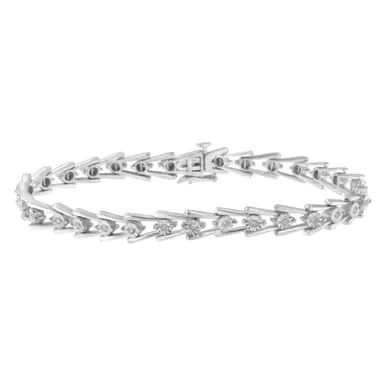 .925 Sterling Silver 1/4 cttw Miracle Set Diamond Sleek and Open "V" Bracelet (I-J Color, I3 Clarity) -7.5"