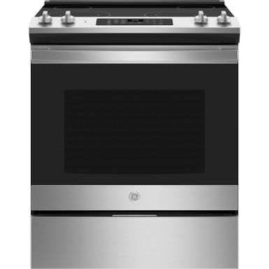 image of GE - 5.3 Cu. Ft. Slide-In Electric Range - Stainless Steel with sku:js645slss-electronicexpress