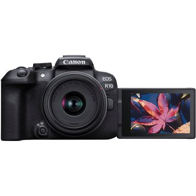 Top Zoom. Canon - EOS R10 Mirrorless Camera with RF-S 18-45 f/4.5-6.3 IS STM Lens - Black