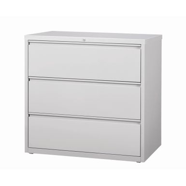 image of 8000 Series 42" Wide 3-Drawer Lateral File Cabinet, Light Gray - Locking - Grey - Metal/Steel with sku:wuq3w8jb3frzq5oa5quuuwstd8mu7mbs-overstock