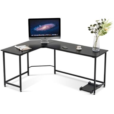 image of Mcombo Corner Desk L-Shaped Desk Home Office Desk Computer Desk Writing Desk Gaming Desk Simple - Black with sku:jycdhfmdscseg20_dytu0gstd8mu7mbs-overstock
