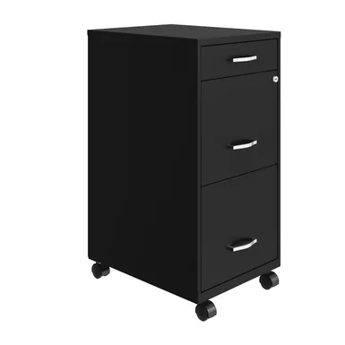 image of Space Solutions 18" Deep 3 Drawer Metal File Cabinet - Black - Letter with sku:ptwsmc7tb1estzl_pse6uqstd8mu7mbs-overstock