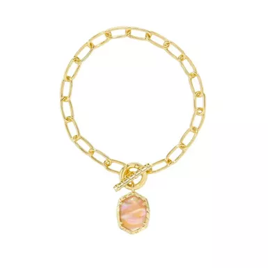 image of Kendra Scott Daphne Link and Chain Bracelet (Gold/Light Pink Iridescent Abalone) with sku:9608861226|gold|lt-pnk-iridesce-corporatesignature