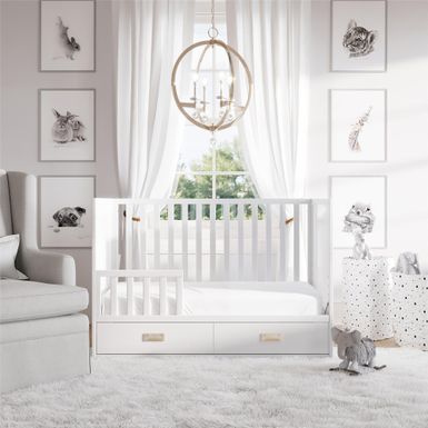 Little Seeds Haven 3-in-1 Convertible Storage Crib - White