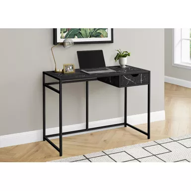 Computer Desk/ Home Office/ Laptop/ Storage Drawer/ 42"L/ Work/ Metal/ Laminate/ Black Marble Look/ Contemporary/ Modern