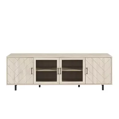 Walker Edison - Modern Herringbone TV Stand for TVs up to 80” - Birch