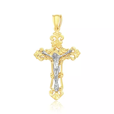 image of 14k Two Tone Gold Cross Pendant with sku:d105087-rcj