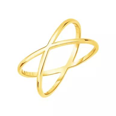 14k Yellow Gold Polished X Profile Ring (Size 8)