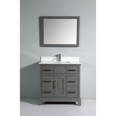 image of Vanity Art 36" Single Sink Bathroom Vanity Set with Engineered Marble Top and Free Mirror - Grey with sku:gpd64hwhgy2pvtj3g6b81gstd8mu7mbs-overstock