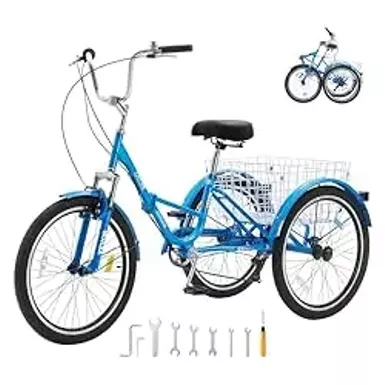image of VEVOR Folding Adult Tricycle with sku:b0bz3dm3f6-amazon