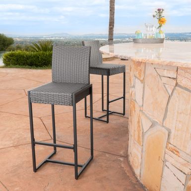image of Conway Outdoor Wicker Barstool (Set of 2) by Christopher Knight Home - Grey with sku:qrhlvh5dkhlv8vsvwwshuqstd8mu7mbs-overstock