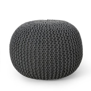 image of Nahunta Modern Knitted Cotton Round Pouf by Christopher Knight Home - Gray with sku:0sic-okwd0dk5i9azsmxtgstd8mu7mbs-overstock