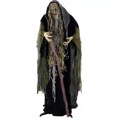 Life-Size Poseable Swamp Witch with Lights and Sound, Indoor/Covered Outdoor Halloween Decoration