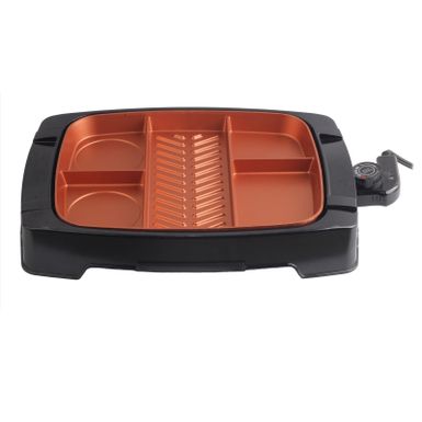 image of Brentwood Multi-Portion Electric Indoor Grill with Copper Coating - Black with sku:njh95jed0qrhdxrpyhiijastd8mu7mbs-overstock