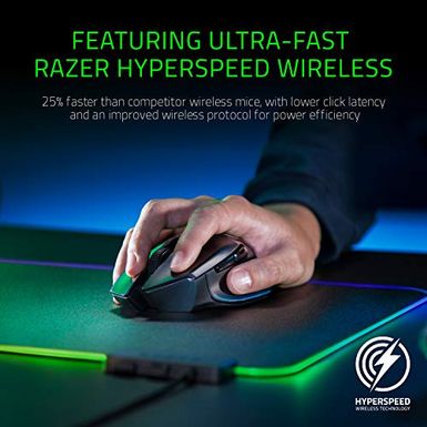 image of Razer Basilisk Ultimate Hyperspeed Wireless Gaming Mouse: Fastest Gaming Mouse Switch - 20K DPI Optical Sensor - Chroma Lighting - 11 Programmable Buttons - 100 Hr Battery - Matte Black with sku:b07ypbx9y7-raz-amz