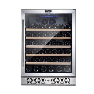 image of 24 in. Single Zone 52-Bottle Built-In and Freestanding Wine Chiller Refrigerator in Stainless Steel - Stainless Steel with sku:ozgsvql1uq7_h6yfxmzsmqstd8mu7mbs-overstock