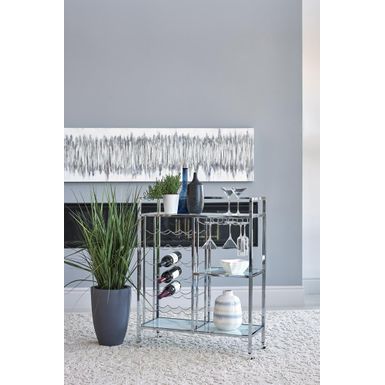 image of Glass Shelf Serving Cart with Casters Chrome with sku:181370-coaster