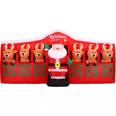 4ft Inflatable Santa in Reindeer Stable with Lights