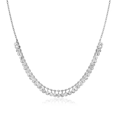 Sterling Silver Necklace with Textured Beads (16 Inch)