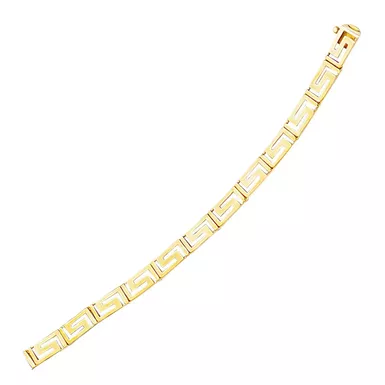image of 14k Yellow Gold Fancy Greek Key Motif Bracelet (7.25 Inch) with sku:d6967038-7.25-rcj
