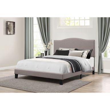 Rent to own Hillsdale Kiley Stone Grey Upholstered King Bed-in-One