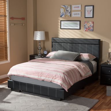 image of Baxton Studio Sousanna Modern and Contemporary Full Size Black Faux Leather Platform Bed - Black - Full with sku:ohuocddfnhjxu1s55jvdxgstd8mu7mbs-overstock