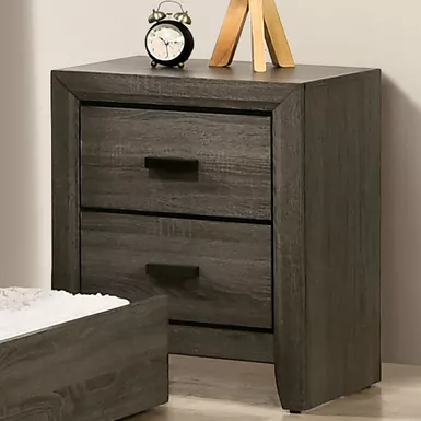 image of Transitional Solid Wood 2-Drawer Nightstand in Gray with sku:idf-7927n-foa