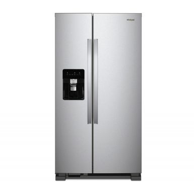image of Whirlpool 36" Monochromatic Stainless Steel Side-by-side Refrigerator with sku:wrs315sdhmss-abt