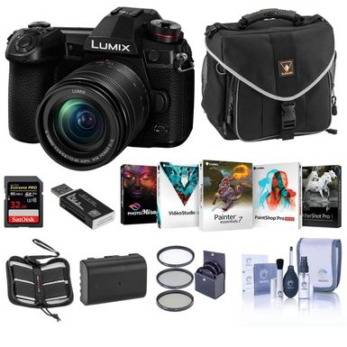 image of Panasonic Lumix G9 4K Mirrorless Camera with Lumix G Vario 12-60mm f/3.5-5.6 Lens, Bundle with Free Accessories & PC Software Suite with sku:ipcg9k1a-adorama