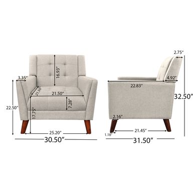 Candace Fabric Arm Chair and Loveseat Set by Christopher Knight Home - Beige