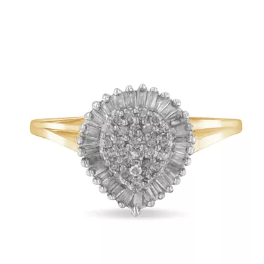 10K Yellow Gold 1/2ct. TDW Diamond Cluster Ring (J-K,I1-I2) Choice of size