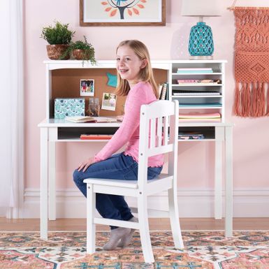 image of Guidecraft Media Desk Kid's Desk and Hutch with Chair - White with sku:n2-slyb9x79dbi8f3wwkbgstd8mu7mbs-overstock